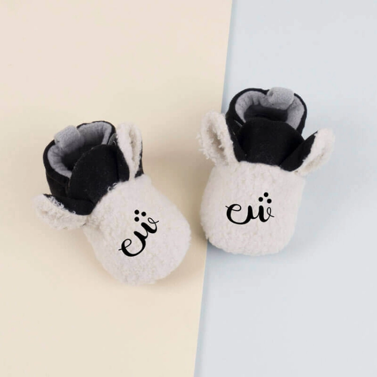 Picture of White Soft Fur Shoes For Baby (With Alphabet Printing Option)
