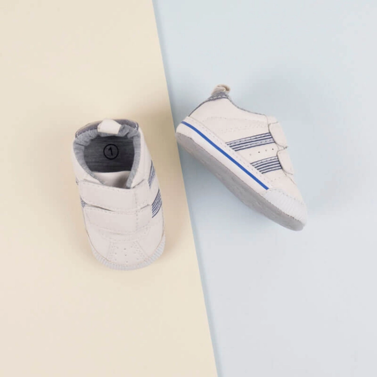 Picture of White And Grey Stripes Shoes For Baby