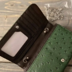Picture of Dark Green Crocodile Skin Clutch Bag From Lulwa Al Khattaf