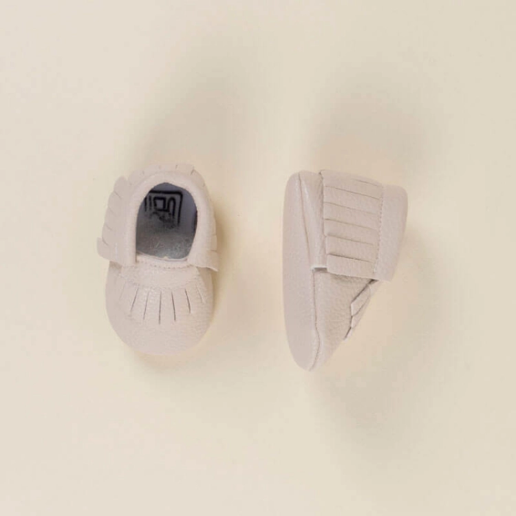 Picture of Beige Soft Leather Shoes For Babies (With Name Printing)