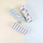Picture of Three Pieces White Floral Engraved Cradle Cover For Newborn