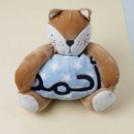 Picture of Light Blue Kids Blanket With Cat Doll (With Name Embroidery Option)