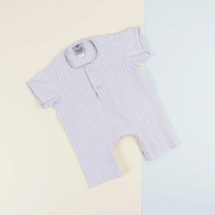 Picture of Beige Al Jazeera Broad Lines Sleeping Dishdasha For Newborn (With Name Embroidery)