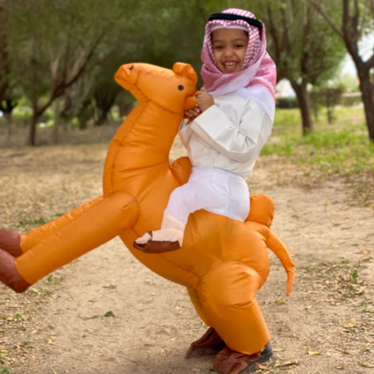 Picture of Inflatable Camel Set For Kids - Dishdasha & Red Shemagh With Agal & Gahfiya (With Name Embroidery)