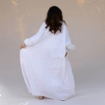 Picture of Pearl White Daraa With Feather Sleeves For Women