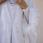 Picture of Pearl White Daraa With Feather Sleeves For Women