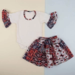 Picture of Set Of Two White And Red Gergean Suit For Girls (With Name Embroidery)
