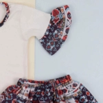 Picture of Set Of Two White And Red Gergean Suit For Girls (With Name Embroidery)