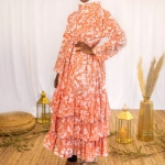 Picture of Orange And White Floral Daraa For Women