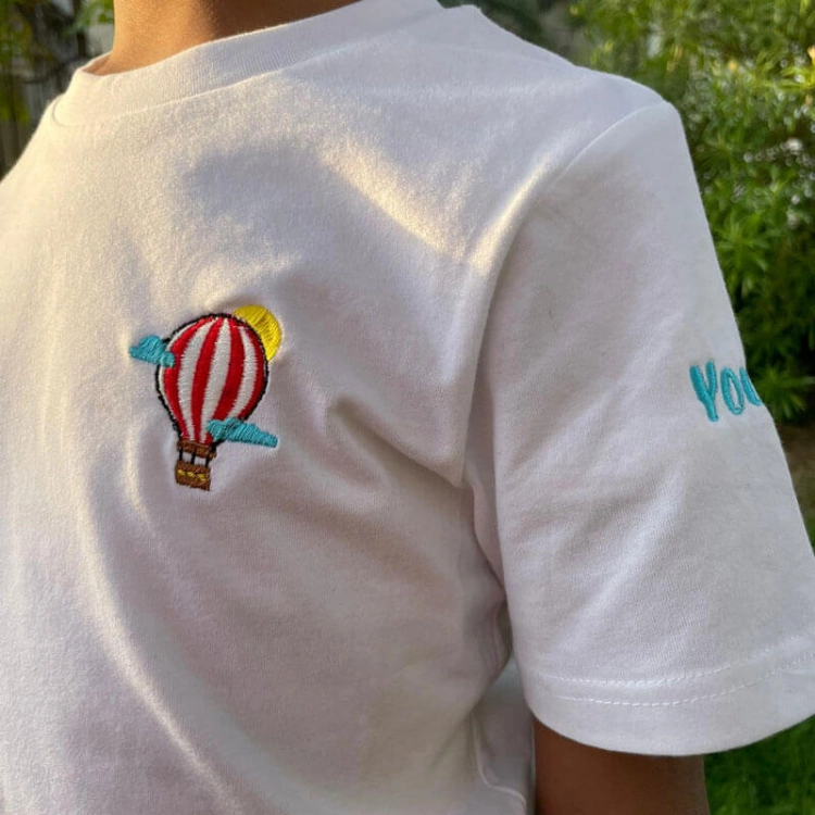 Picture of Air Balloon Design Slim Fit T-Shirt For Kids (With Name Embroidery)