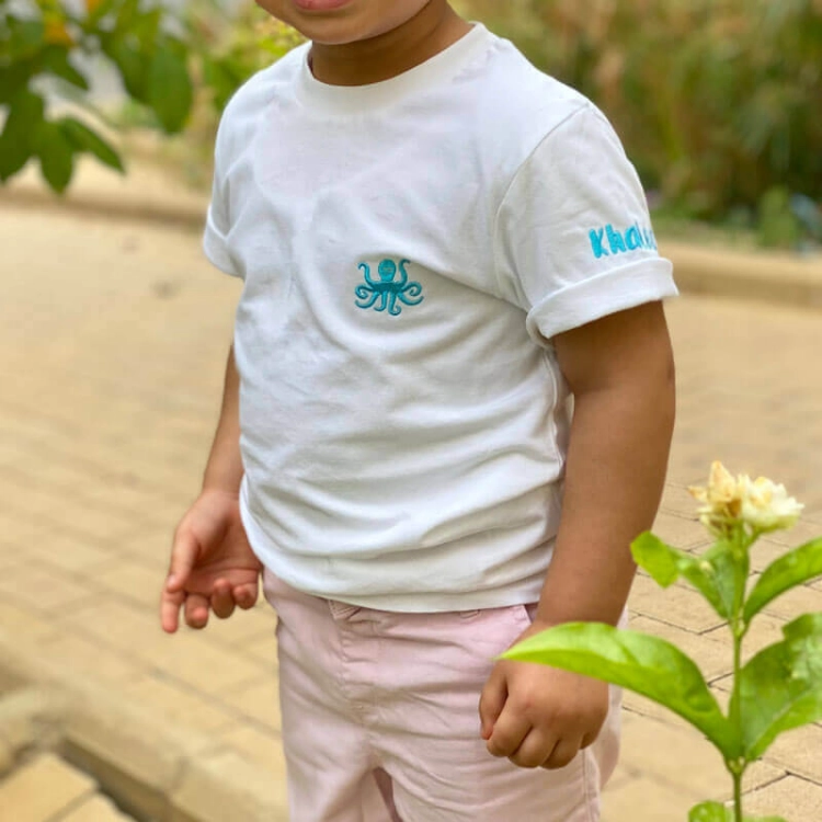 Picture of Octopus Design Slim Fit T-Shirt For Kids (With Name Embroidery)