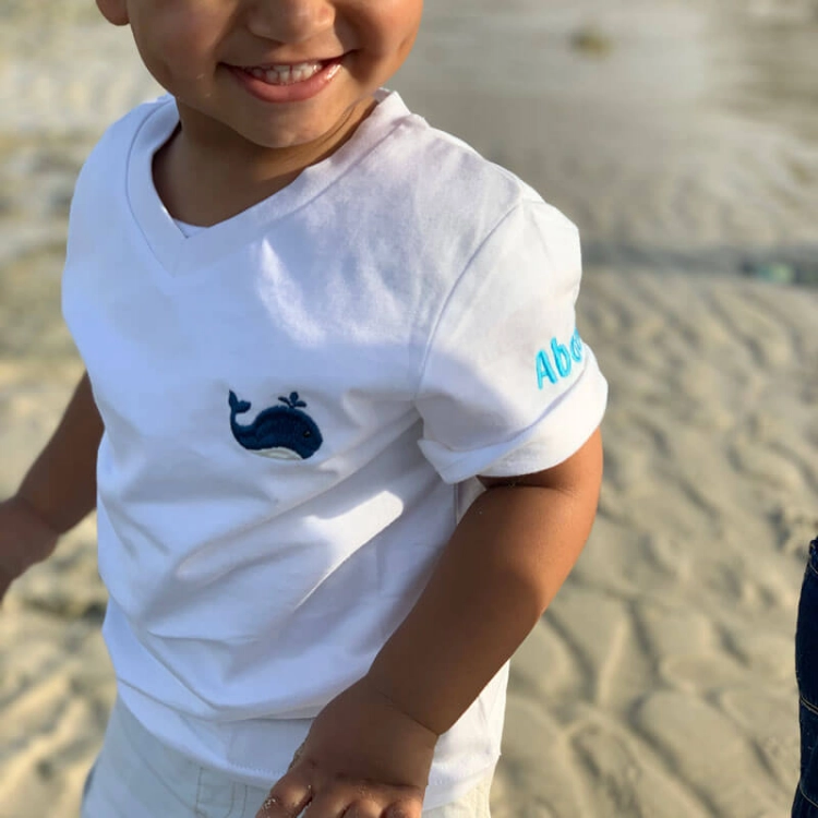 Picture of Whale Design Slim Fit T-Shirt For Kids (With Name Embroidery)