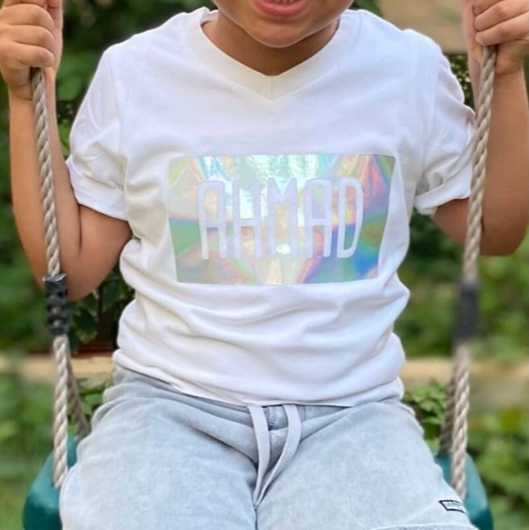 Picture of White T-Shirt Chrome Edition For Kids (With Name Printing)