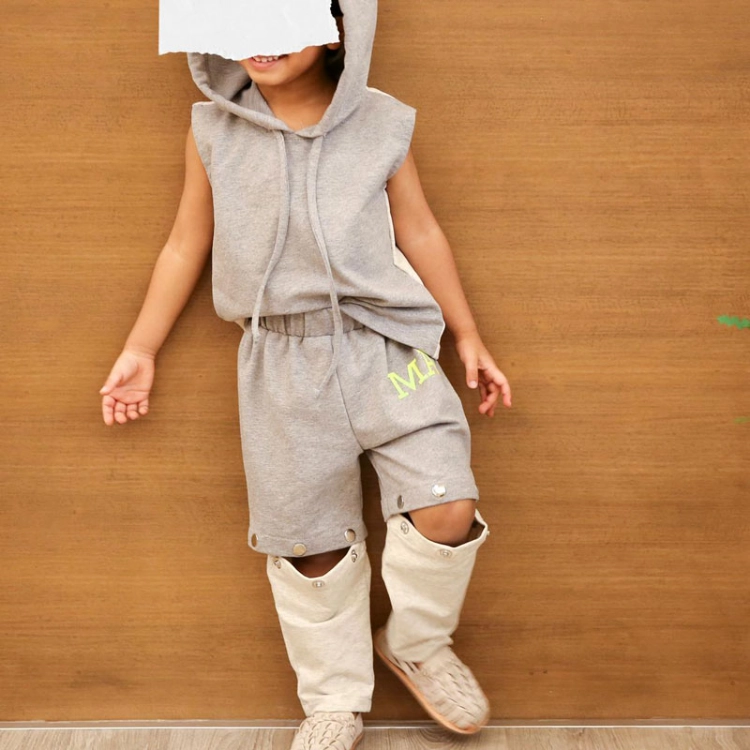 Picture of Grey Training Summer Set For Boys (With Alphabet Printing Option)