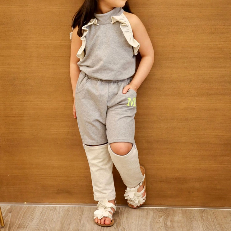 Picture of Grey Training Summer Set For Girls (With Alphabet Printing Option)