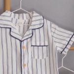 Picture of White And Navy Pajama Set For Kids (With Name Embroidery Option)