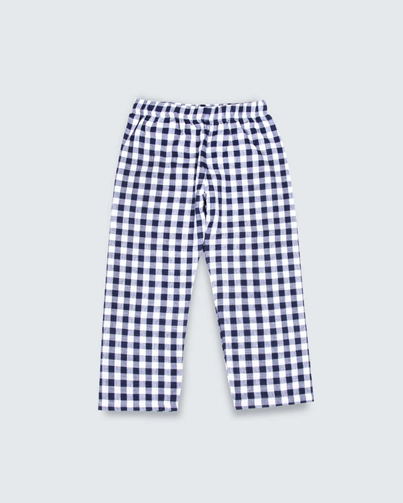 Picture of Navy Checkered Pajama Set For Kids (With Name Embroidery Option)