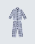 Picture of Navy Checkered Pajama Set For Kids (With Name Embroidery Option)
