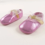 Picture of Pink Glossy Shoe With Ribbon For Baby Girl