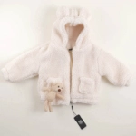 Picture of Off White Teddy Jacket Hoodie For Baby Girl (With Name Embroidery Option)