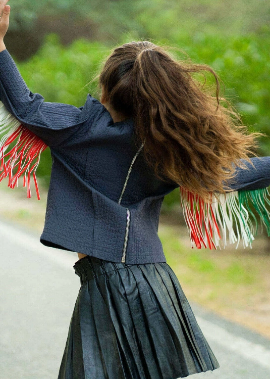 Picture of Feather Sleeves Jacket Top For Girls (With Name Embroidery Option)