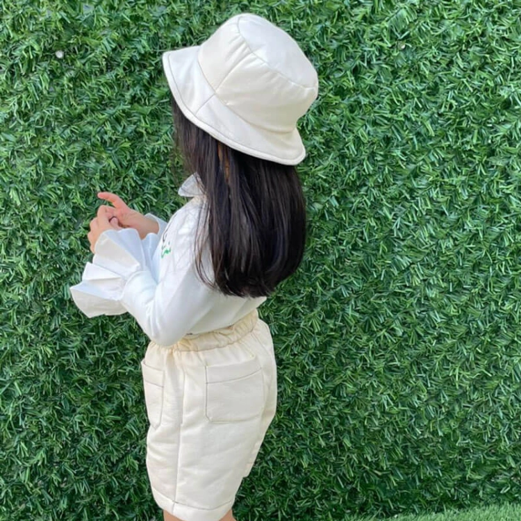 Picture of Off-White Leather Shorts With Hat For Girls