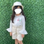 Picture of Off-White Leather Shorts With Hat For Girls