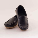 Picture of Black Leather Loafer Shoes For Boys