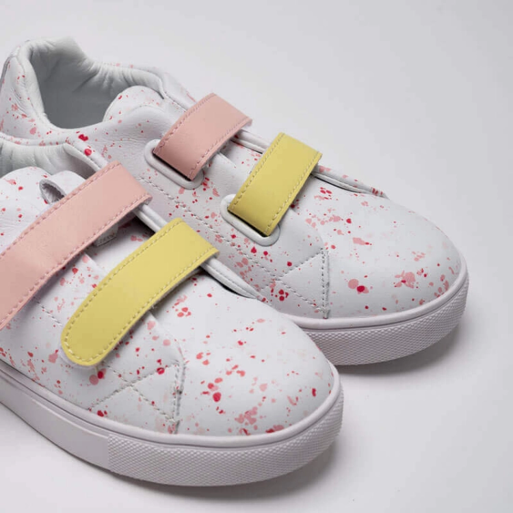 Picture of Strap Shoes For Kids DE856- Pink/Yellow