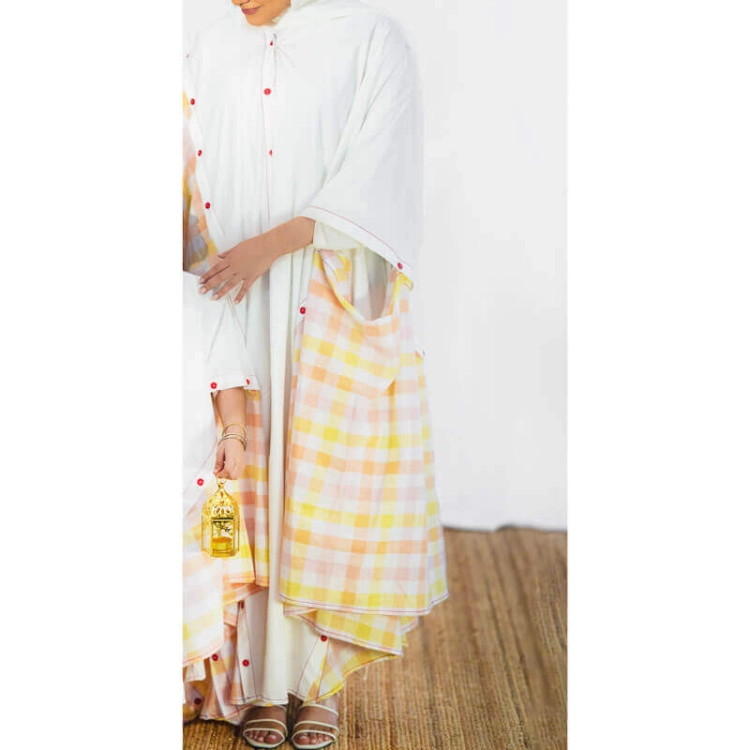Picture of Yellow Orange Checkered Daraa For Women