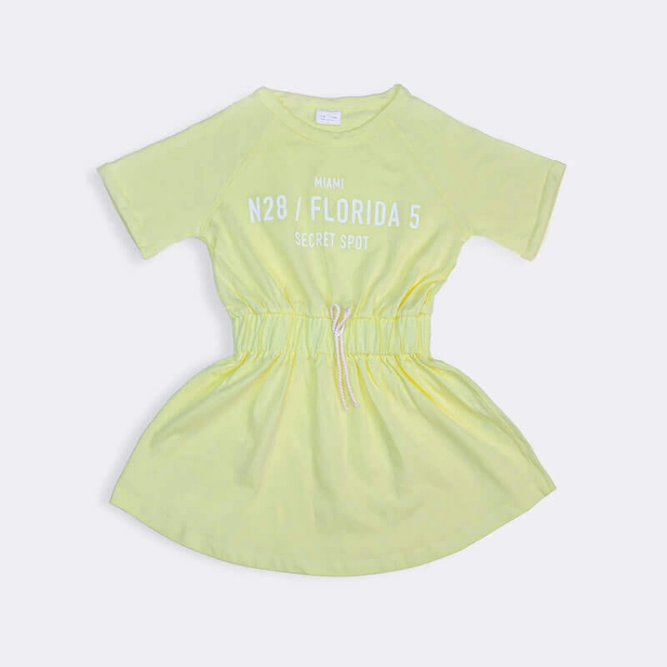 Picture of Tiya Yellow Half Sleeves Dress With Print Design