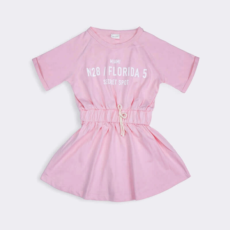 Picture of Tiya Pink Half Sleeves Dress With Print Design