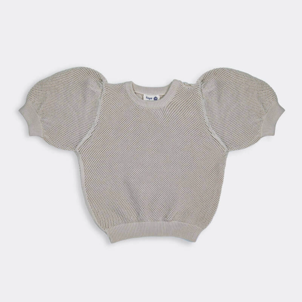 Picture of Tiya Beige Knitted Fabric T-shirt For Girls