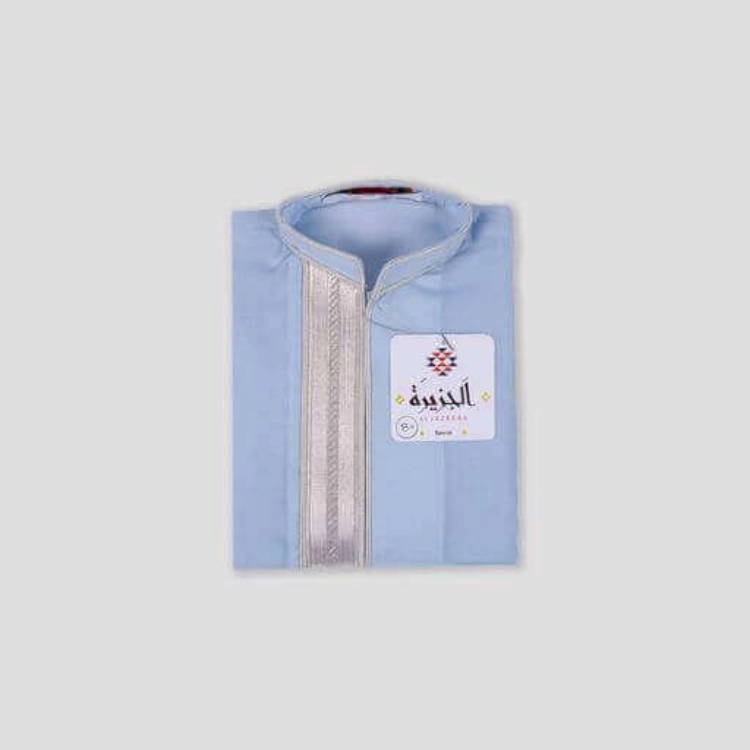 Picture of Sky Blue Dagla With Silver Embroidery For Boys (With Name Embroidery Option)