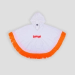 Picture of White And Orange Fringe Towel Cape For Girls (With Name Embroidery Option)