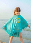 Picture of Turquoise Fringe Towel Cape For Girls (With Name Printing Option)