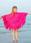 Picture of Fuchsia Pink Fringe Towel Cape For Girls (With Name Embroidery Option)