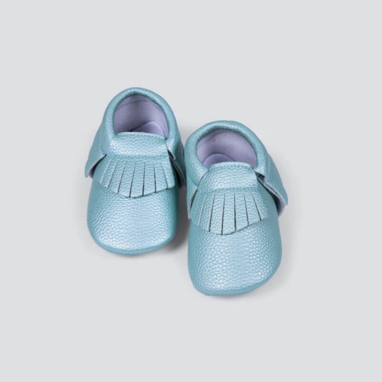 Picture of Turquoise Soft Leather Shoes For Babies (With Name Printing Option)