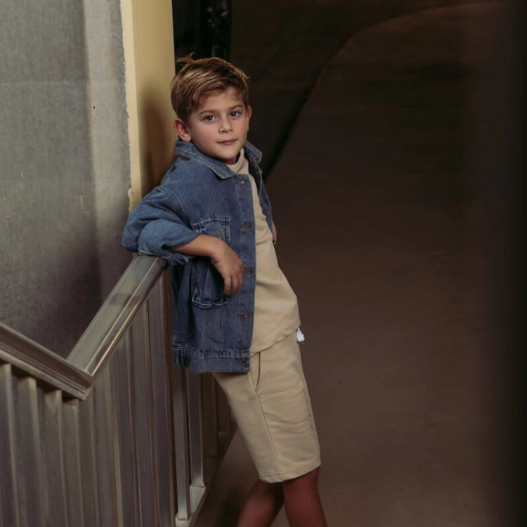 Picture of Blue Denim Jacket For Kids (With Yellow Name Embroidery Option)