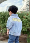 Picture of Blue Denim Jacket For Kids (With Yellow Name Embroidery Option)