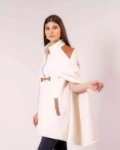 Picture of White Cape Jacket With Brown Shoulder For Women