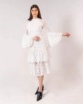 Picture of White Netted Long Dress For Women
