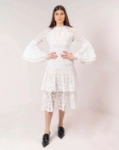 Picture of White Netted Long Dress For Women