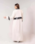 Picture of Long White Valor Jacket With Leather For Women