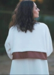 Picture of Long White Valor Jacket With Leather For Women