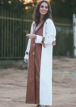 Picture of Long White Valor Jacket With Leather For Women