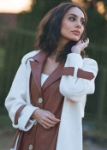 Picture of Long White Valor Jacket With Leather For Women
