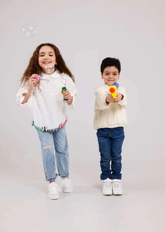 Picture of White Blouse With Kuwait Bottom Cut Embroidery For Girls 23PSSTB49 (With Name Embroidery Option)