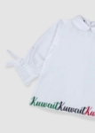 Picture of White Blouse With Kuwait Bottom Cut Embroidery For Girls 23PSSTB49 (With Name Embroidery Option)