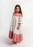 Picture of 23SS0TB497292 Dark Pink Gergean Dress With Gold Pattern